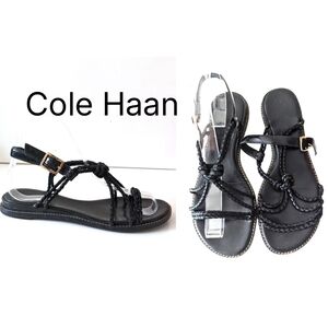 Cole Haan Black Leather Braided Women's Sandals Sz 10 Us